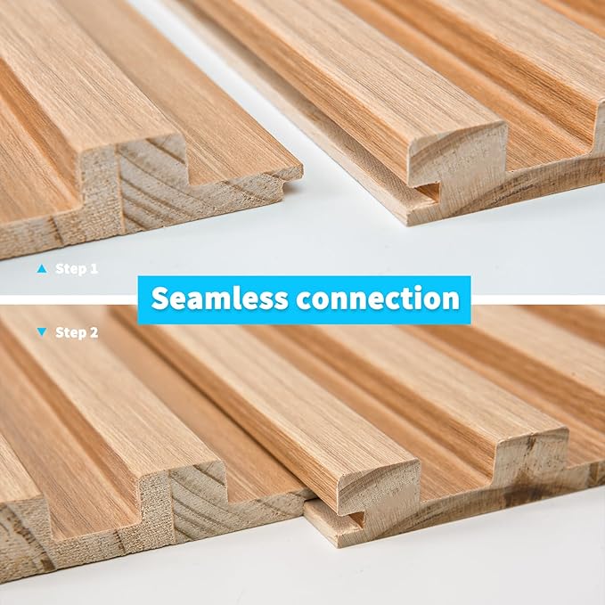 Art3d Slat Wood Wall Paneling for Interior and Ceiling Decoration - Pack of 4pcs + 1pc End-Trim, Size 108 x 5.7in.- Oak