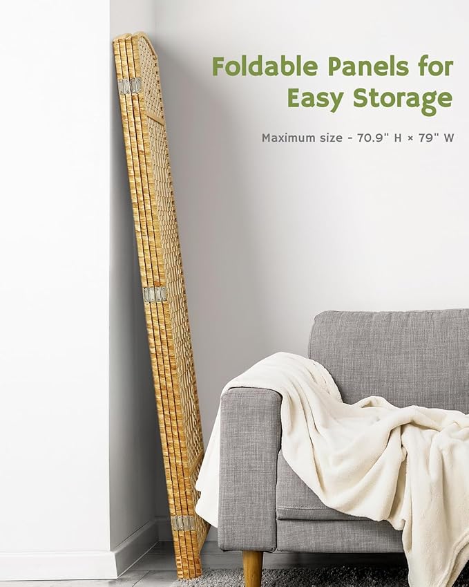 JOSTYLE 6ft. Tall Extra Wide Folding Privacy Screens with Diamond Double-Weave Room dividers and Freestanding Privacy Screens(Yellow, 4-Panel)