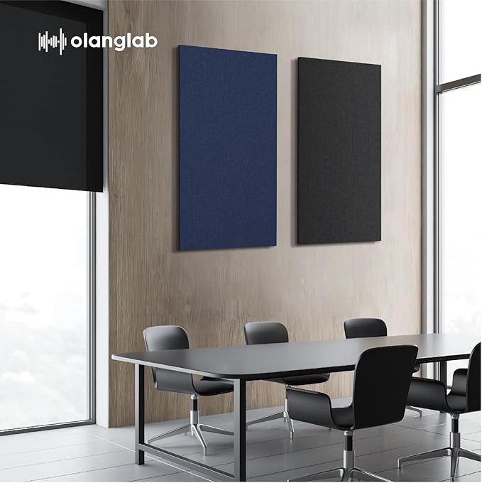 Olanglab Acoustic Panels 2 Pack, 48''x24'' Large Sound Panels, Fabric Wrapped Sound Proof Foam Panels for Walls, Sound Absorbing Panels for Recording Studio Acoustical Treatments (Black)
