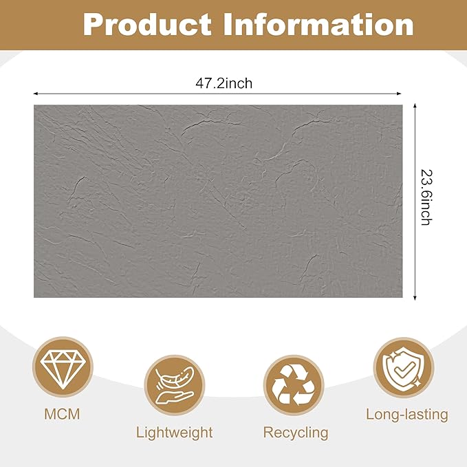 KASARO 3D Faux Stone Wall Panels, 4 PCS MCM Flexible Wainscoting Panels for Exterior/Interior Decor, Modified Clay Material, Accent for Home, Art, Commercial, Stone Cement, 47.2 × 23.6 inch