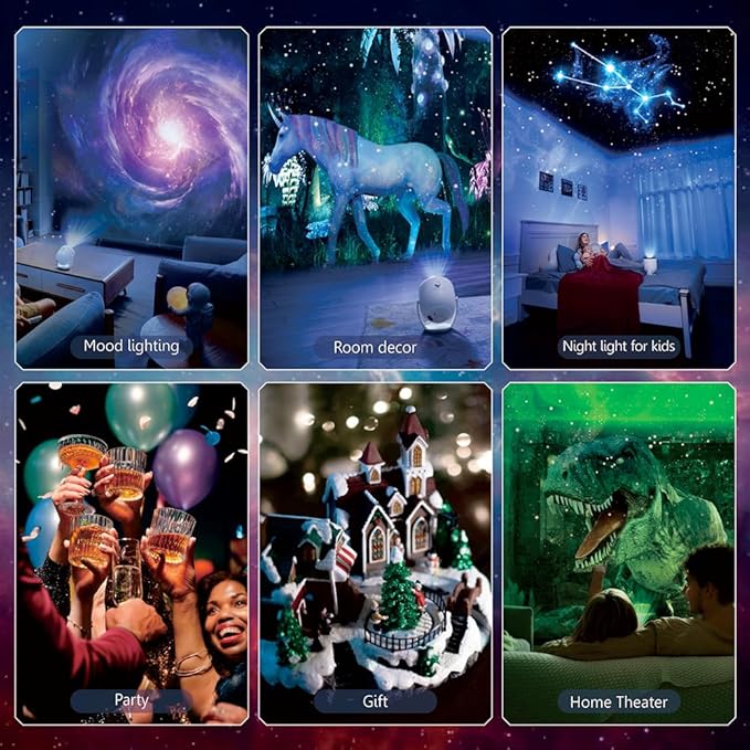3D Galaxy Projector Star Projector, Planetarium Projector Night Light with Bluetooth Speaker for Bedroom Decor, 90 Dynamic Scenes, Relaxing Ambience & Ceiling Stars for Kids and Adults