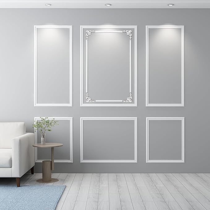 OUZUGIE Peel and Stick Wall Molding Kit Pre-Cut Wainscoting Panels for Easy DIY Interior Wall Decor & Accent Walls