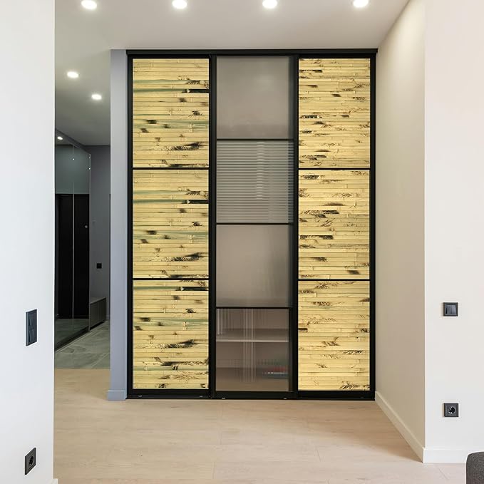 Art3d Natural Bamboo Wall Panel for Interior Wall Decor, Renewable Pole Wrap Wainscoting Paneling for Wall Ceiling Furniture Cabinet Office, 12 x 96 Inch, 2-Pack - Light Burned