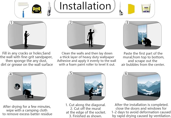 Modern Mountain Wallpaper Natural Landscape Woodland Lake Wall Mural for Bedroom Living Room (Not Self-Adhesive)