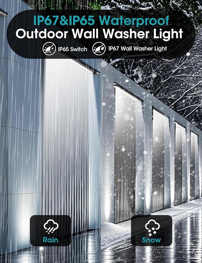 Pro-Grade 54W Outdoor Wall Washer Light Bar, 40 Inch 6000K LED Wall Washer Lights with IP67 Waterproof, Switch On/Off - 120V LED Light Bar for Outdoor (2Pack)
