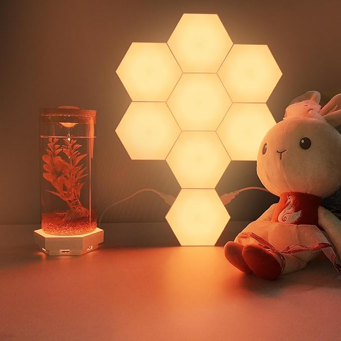 9-Pack Hexagon Lights, Remote and Touch Controlled RGB Wall Light Panels - LED Panels for Living Room, Bedroom, Game Room Decor - Double-Sided Tape and Tabletop Stand Included