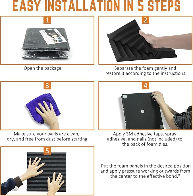 Acoustic Foam Panels 48 Pack 1" x 12"x 12" Saiqiang Red Soundproofing Panels Wedges for Wall Noise Absorbing and Sound-Damping Fire-Resistant Sound Proof for Studio, Gaming Room