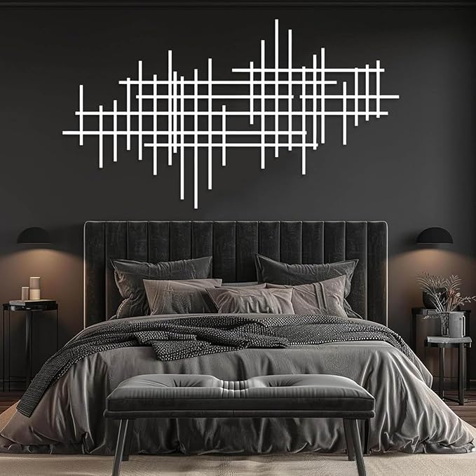 Jogwenu Geometric Line Metal Wall Art, Minimalist Geometric Metal Wall Decor, Line Wall Hanging, Modern Luxury Wall Decor, Abstract Wall Decorations (Gold, 35"x20"/90x51cm)