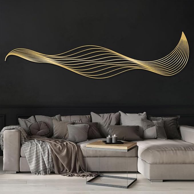 Abstract Lines Metal Wall Decor, Line Twist Wall Art, Abstract Wall Art, Large Contemporary Metal Sculpture, Modern Wall Decor, Spiral Wall Art, Office Home Decor, Housewarming Gift (12"x48"|30x121cm, Silver)