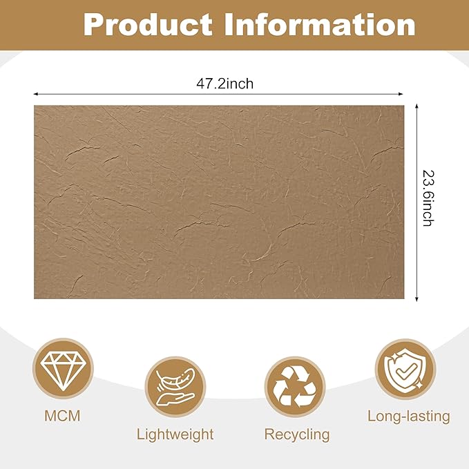 KASARO 3D Faux Stone Wall Panels, 4 PCS MCM Flexible Wainscoting Panels for Exterior/Interior Decor, Modified Clay Material, Accent for Home, Art, Commercial, Stone Yellow, 47.2 × 23.6 inch