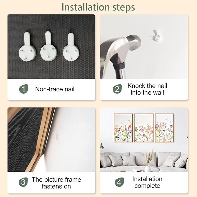 CHDITB Framed Canvas Wall Art Set, Nature Butterfly Flower Wall Decor, Floral Poster,Botanical Artwork Wildflower Painting, Abstract Green and Pink Art Prints for Young Lady Girl Room 16"x24"x3