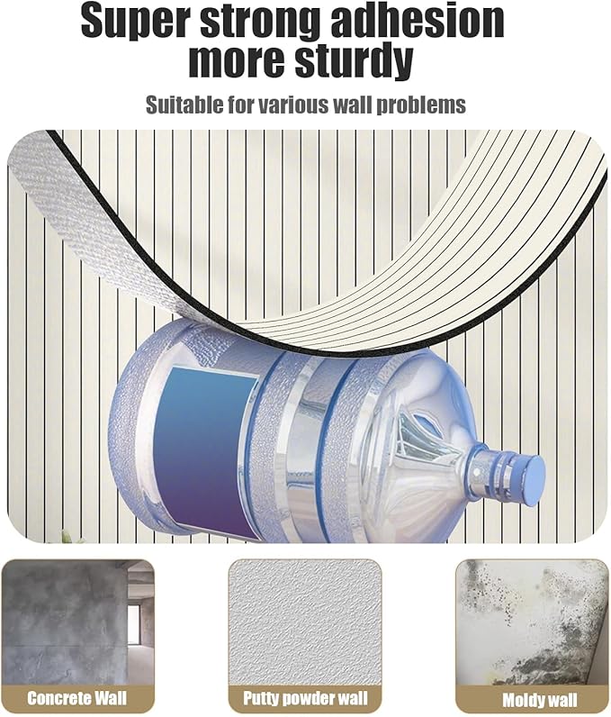 Wood Grain Slat 3D Wall Panel -15.75"x118"Soundproof Self-Adhesive Wall Sticker,Thickened Moisture Resistant Removable PVC Slat Wallpaper &Foam Paneling for Wall,Ceiling(Light White,13Sq.ft)