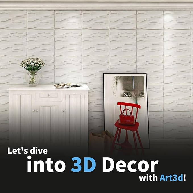 Art3d Decorative 3D Wall Panel, 32 Sq.FT PVC Interior Wall Decor for Living Room, Bedroom, Lobby, Office, Shopping Mall, White