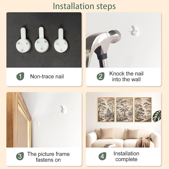 CHDITB Vintage Landscape Framed Wall Art, Neutral Minimalist Tree Wall Decor, Nature Woodland Sketch Spiritual Painting, Retro Botanical Forest Poster Classic Wilderness Office Art Prints 24"x36"x3