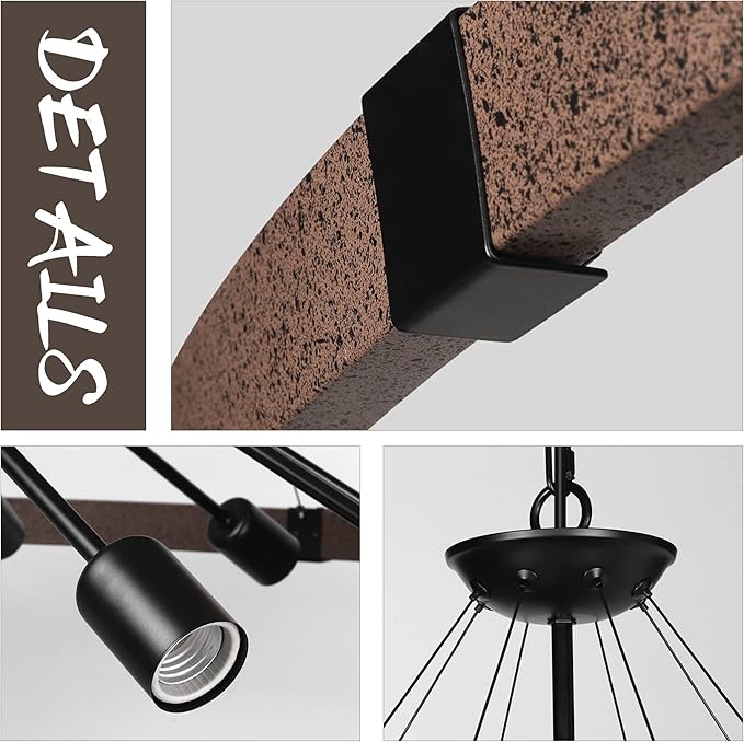 59'' Large Rustic Dining Room Light Fixture, 12-Light Farmhouse Wagon Wheel Chandelier, Industrial Round Chandeliers for Entryway Living Room, Vintage Rust and Black Finishe