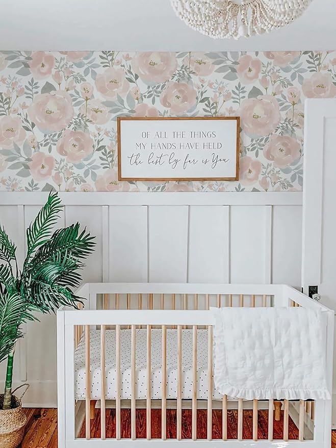 Orainege Peel and Stick Wallpaper Floral Wallpaper 17.3in x118.1in Floral Contact Paper Peony Self Adhesive Removable Wall Paper for Cabinets Walls Shelf Liner, Light Pink