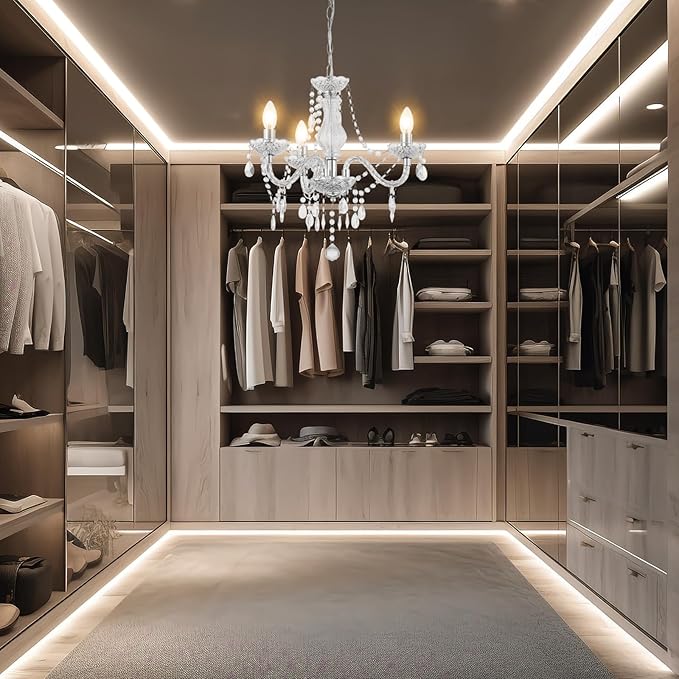 Luvkczc Chandeliers for Dining Room, 3-Light Acrylic Ceiling Light Adjustable Chain&E12 Base Pendant Light for Bedroom, Dining Room, Living Room