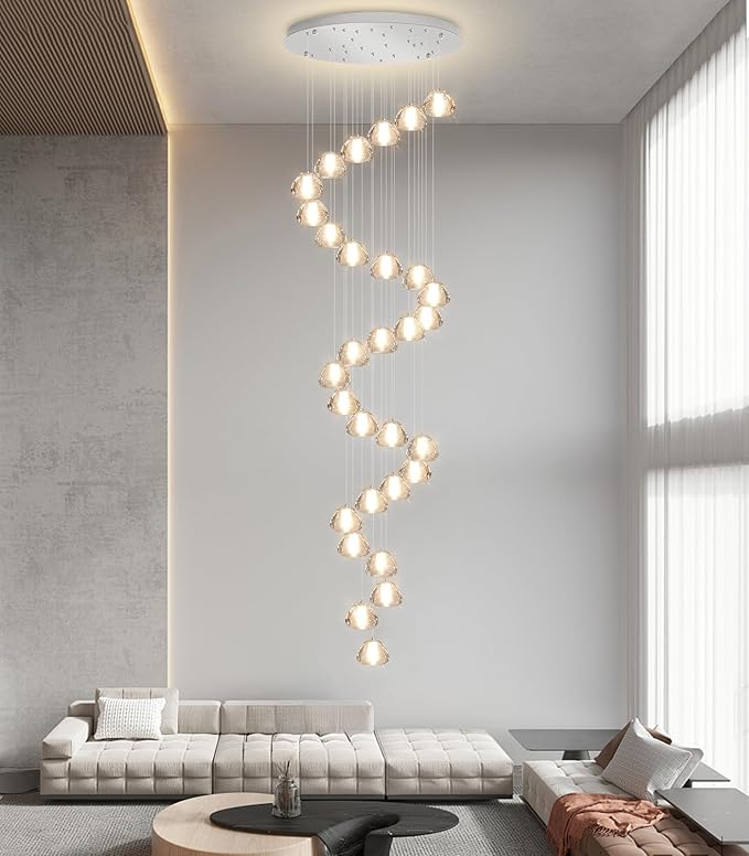 30-Lights Modern Crystal Chandeliers for Staircase LED Handing Light Fixture for Foyer Hallway Entrance