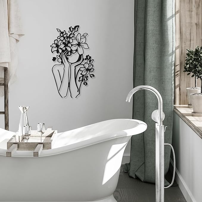 3 Pcs Metal Wall Art Decor Minimalist Abstract Woman metal Modern Line Drawing Wall Art Decor Female Single Line Home Hanging for Bedroom Kitchen Bathroom Living Room