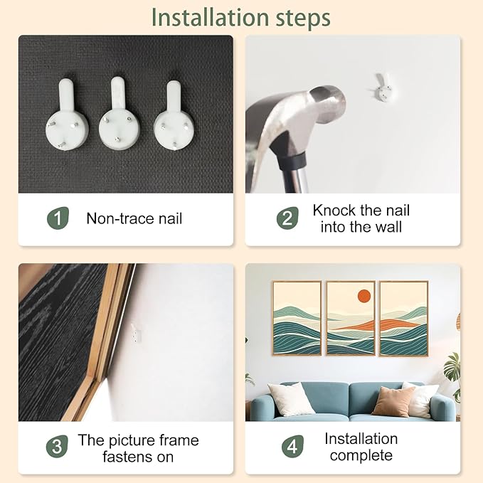 CHDITB Coastal Wave Framed Canvas Wall Art Set, Panoramic Minimalist Sea Wall Decor, Sun Ocean Waves Line Art Wall Painting, Modern Blue Art Prints for Living Room, Beach House Decor 16"x24"x3