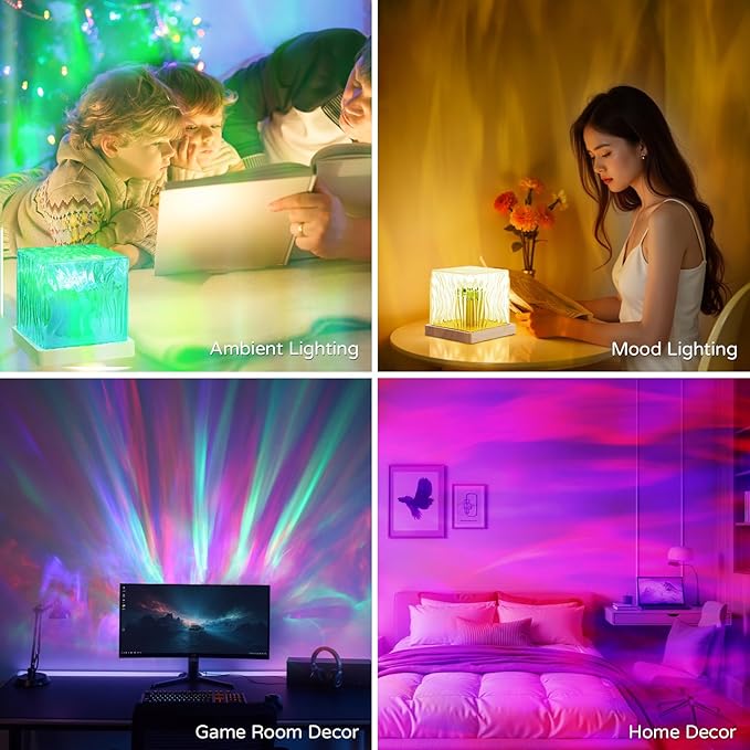 Northern Lights Projector, Aurora Light Projector Luminorthe Cube Lamp Mood Ambient Lighting with 16 Colors and Aurora Drift Effects for Room Decor Teen Girl Gifts Classroom