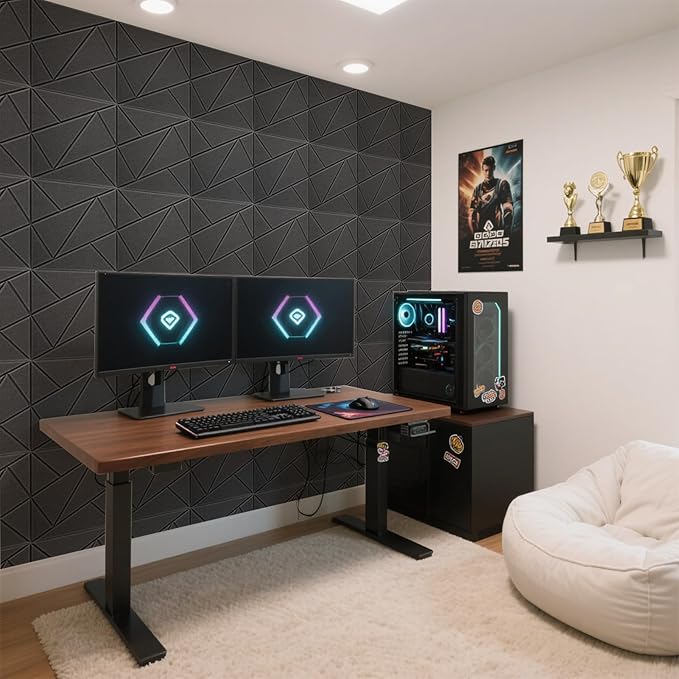 Art3dwallpanels 18 Pack Acoustic Panels 12" X 12" Soundproof Wall Panels Sound Dampening, 3D Self Adhesive Wall Decor Peel and Stick Absorbing Panels, Black