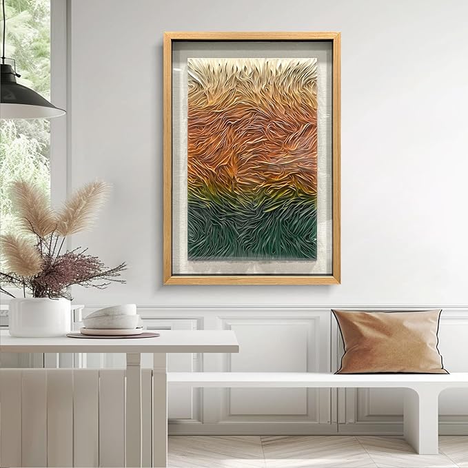 BrightA Textured Colorful Wall Art Handmade Leather Large Artwork Large Wall Art for Living Room Bedroom Hallway Wall Decor 31.5"x47.2"