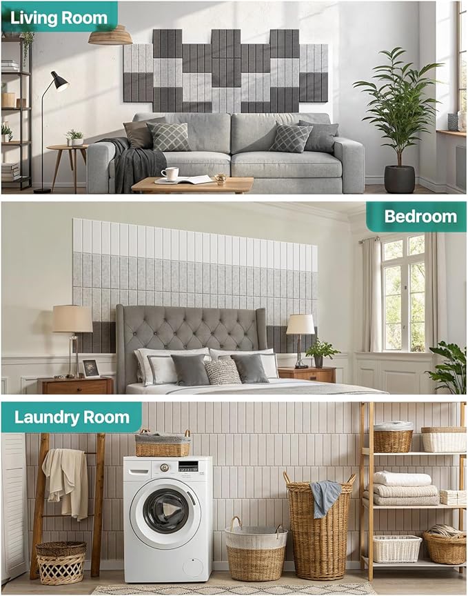 12 Pack Sound Proof Foam Panels for Walls, Self-Adhesive Acoustic Panels Sound Absorbing, 12" X 12" X 0.4" High Density Soundproof Wall Panels Tiles for Door, Ceiling, Home Office, Beige