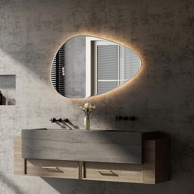Led Mirror for Bathroom, 30"x 48" Bathroom Vanity Mirror with Lights, Human Body Sensing, Anti-Fog, 3 Colors and Dimmable, Backlit Light Up Bathroom Mirror Wall Mounted.