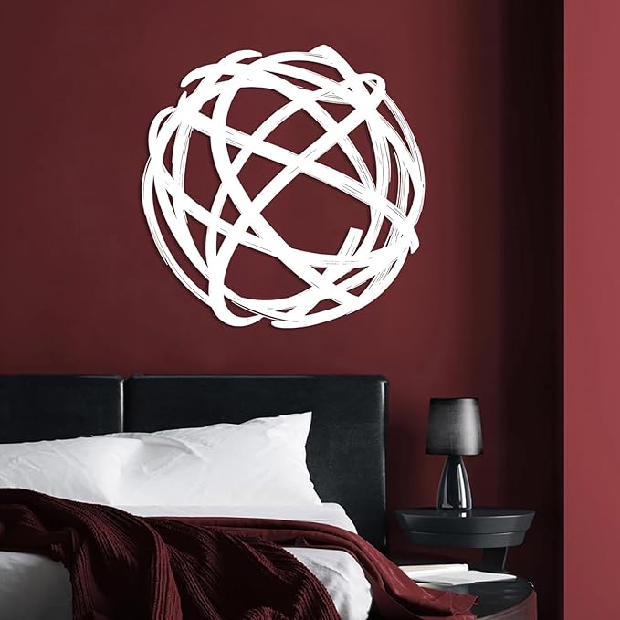 Metal Line Cricle Wall Art, Round Wall Decor, Metal Line Art Wall Decor, Abstract Art Wall Decor, Modern Minimalist Decor, Wall Art For Living Room, Housewarming Gift (Silver, 28"x28"|70x70cm)