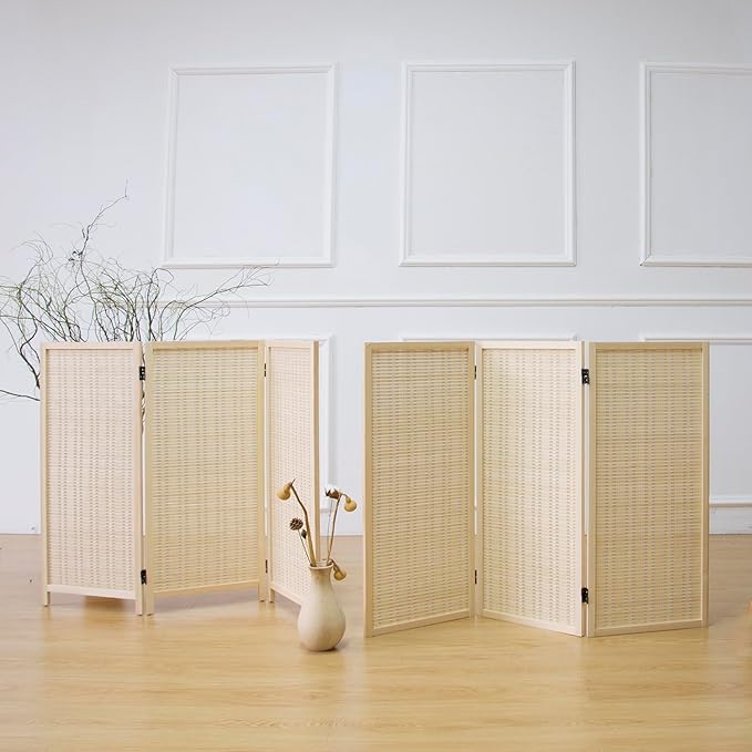 3 Panel Room Divider and Folding Screen Divider,Two in One Detachable and Foldable Panel Divider for Room Separation,Beige,67" H x 46" W