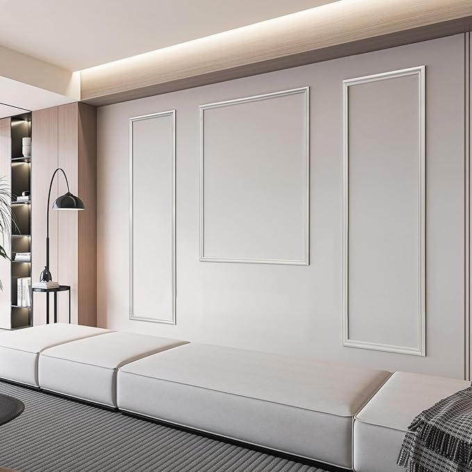 Art3dwallpanels Pre-Cut Wall Molding Set of 3 pcs, Ready-to-Assemble Wainscoting Panels for Interior Wall Décor Living Room Bedroom Accent Wall - Installed with Glue, 3 Frames