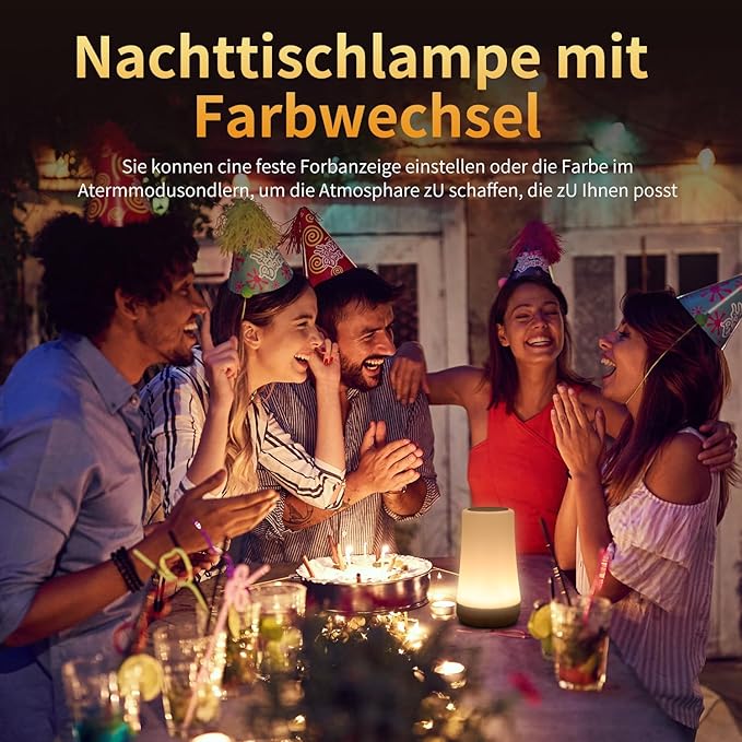 OORUN Touch Bedside Table Lamp,13 RGB Colors & 5 Brightness, USB Rechargeable Desk Lamp, Remote Control Dimmable Light with RGB Color Changing,Portable Lamp for Baby (F9)