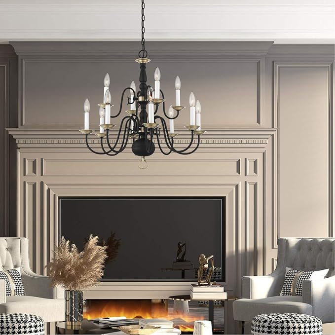 Livex Lighting 5012-04 Williamsburgh 12 Light Black Chandelier