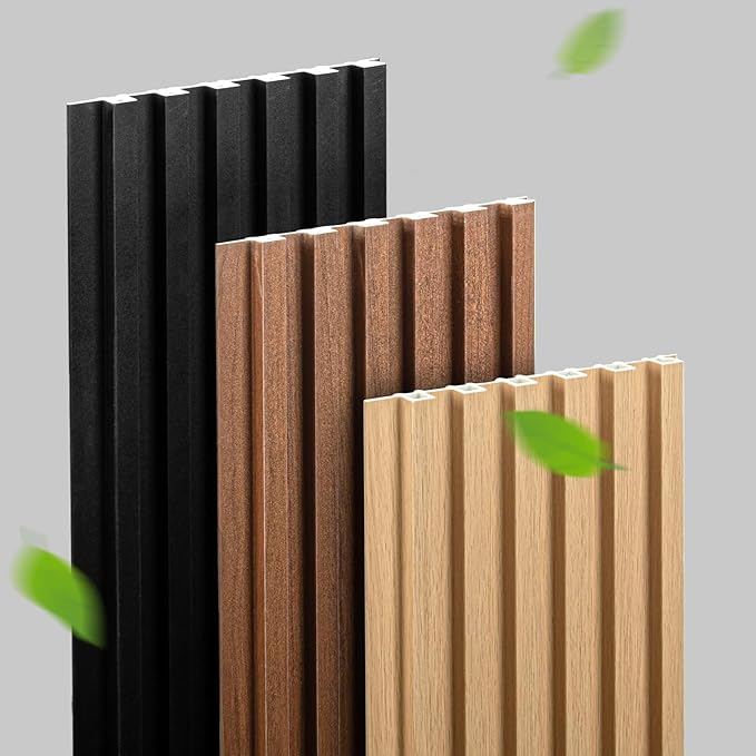 Art3dwallpanels Wood Slat Wall Paneling, 104'' x 6.7'' WPC Soundproof 3D Wall Panels for Interior Wall Decor, 8 Pack Fluted Textured Panel Wall Slats,Black