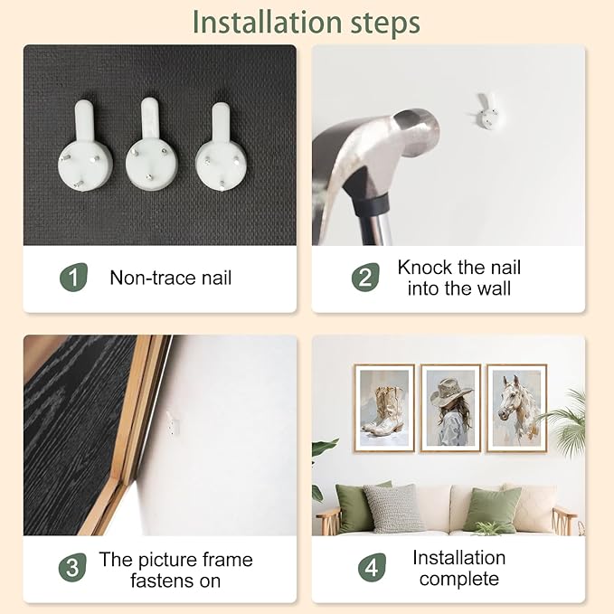 CHDITB Western Cowgirl Framed Canvas Wall Art Set, Farmhouse Wall Decor, Highland Horse Boots Artwork Painting,Vintage Country Hat Art Prints for Living Room Girls Dorm Bedroom Apartment-16 x24 x3