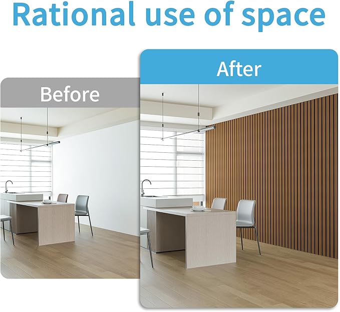 Art3d 4-Pack Glue-On Six-Grid Wainscoting Panel for Interior Wall Decor - 104 x 12 Inch Polystyrene Ultralight Slim Slat Wall Panels for Living Room Bedroom, Rosewood