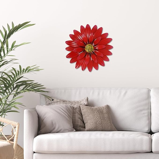 Metal Flowers Outdoor Decor 13" Metal Sunflower Wall Art Decorations Sunflower Wall Decor for Kitchen Living Room Porch Garden Yard