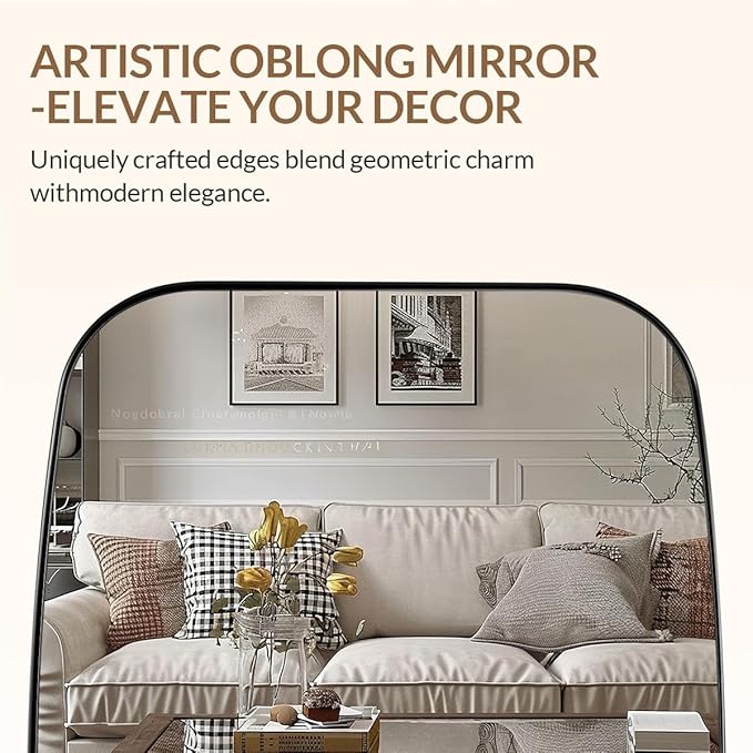 ANDY STAR Oval Mirror for Bathroom, 22x30 Brushed Nickel Oblong Bathroom Mirror for Vanity with Stainless Steel Metal Frame, Modern Anti Rust Wall Mounted