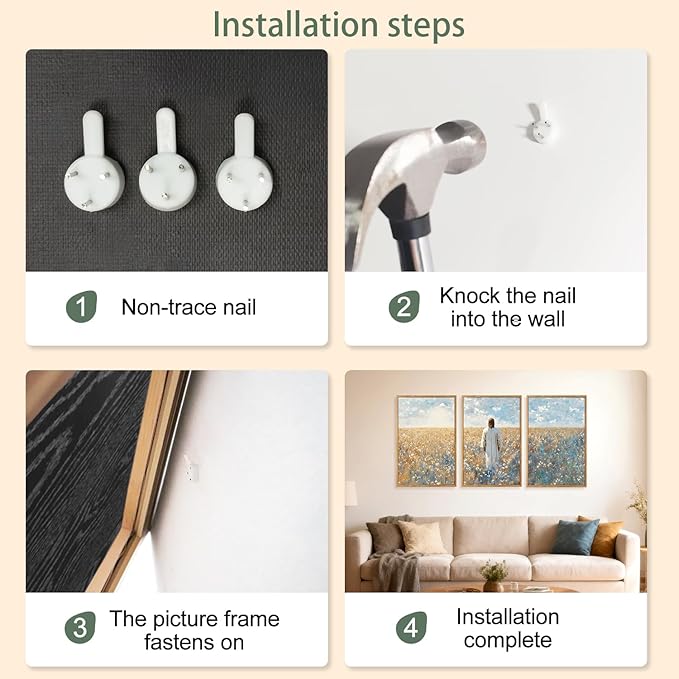 CHDITB Inspirational Jesus Framed Canvas Wall Art Set, Christian Spiritual Wall Decor, Modern Divine Artwork Painting, Vintage Religious Art Prints for Living Room Bedroom Church Decoration 16"x24"x3