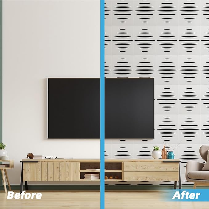 Art3d 6-Pack Self-Adhesive Soundproof Acoustic Panels for Wall, 16 x 12 Inch Wave Design Noise Block with Polyester & Foam for Bedroom Studio Office