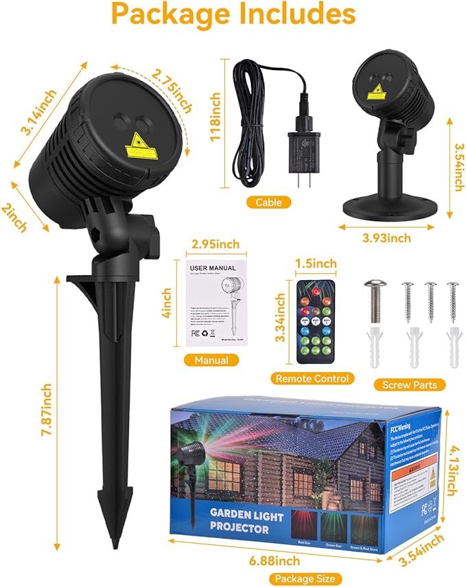 Christmas Projector Lights Outdoor Waterproof with Remote Control, Outdoor Christmas Decorations Garden & Landscape Lights with Red and Green Stars for Garden Room Decor/Halloween Decorations