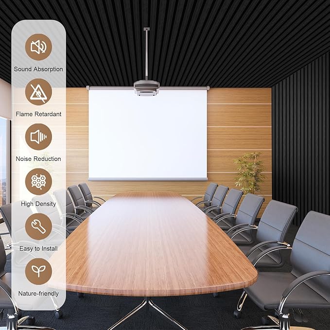 AKK-PANE Acoustic Folding Wood Slat Wall Panels, 94.5" x 23.6" 15.5ft² for Interior Wall Decor, Sound Absorbing Slat Wall Paneling, Fluted Wall Panel for Stylish Spaces Sound Reduction(Mirage Black)