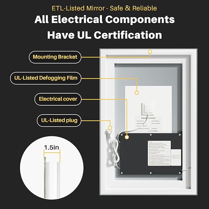 40"x32" LED Bathroom Mirror with Lights, Backlit & Front Lit, Anti-Fog Lighted Bathroom Vanity Mirror for Wall, Memory Function, Dimmable, HD Tempered Glass, Shatter-Proof