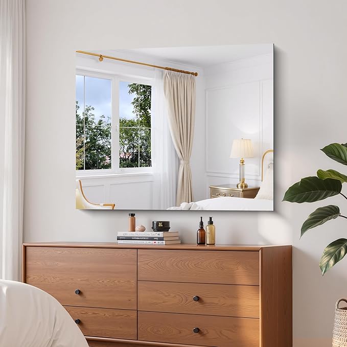 KOCUUY Frameless Bathroom Mirror, 30"x36" Frameless Mirror for Bathroom Sink, Unframed Mirrors for Wall Upgraded Shatterproof Design, Modern Decorative for Bedroom, Living Room, Entryway