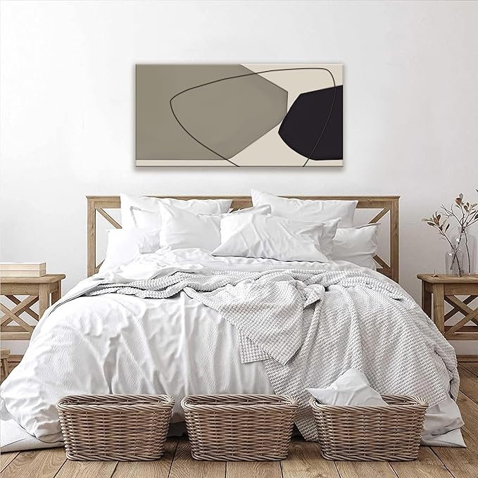 Abstract Wall Art Decor Canvas Art Wall Decor Minimalist Wall Art Geometric Color Block Canvas Artwork Paintings Black And Grey White Wall Art Modern Bedroom Art Office Home Decor Wall 20"X 40"