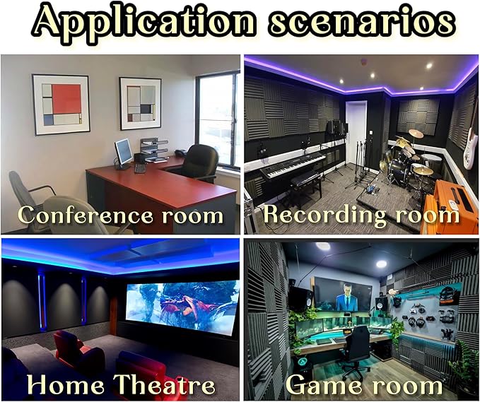 6 Pack Sound Proof Foam Panels for Wall,12" X 12" X 2" Egg Crate Soundproof Wall Panels for Studio,Room Acoustic Treatment Foam,Sound Absorbing Foam Black (6Black)