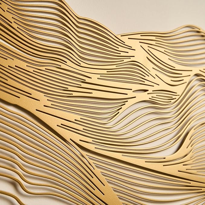 NEODECO Sand dune metal wall art, Minimalist living room decor, desert nature decor, abstract line art, bedroom home decor, housewarming gift, large wall art decor, office decor(Black, Medium)