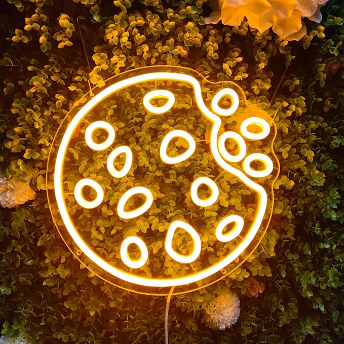 Neon LED Cookie Sign for Wall Decor - 11.8" x 11.8" - Perfect for Shop, Restaurant, Home Kitchen
