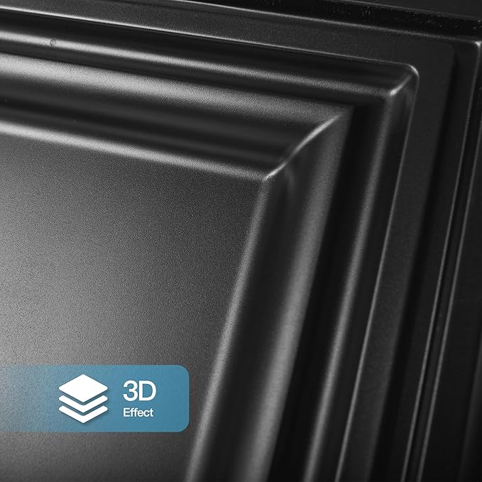 Art3d (12 Pack) PVC Ceiling Tiles 24x48 Drop Ceiling Panels for Interior Wall Decor, 3D Textured Panels & Wall Decor for Home/Office, Covers 96 Sq.Ft., Black